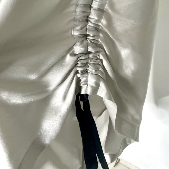 Retrofete Silver Silk Asymmetrical Ruched Neva Dress. Size XS - Picture 11 of 15